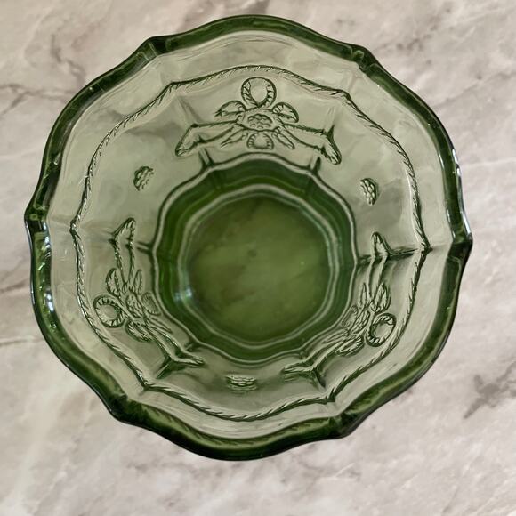 Juliska Colette Tumbler Green Hand-Blown Glass | Rare Retired Artisanal Cottage - Picture 3 of 4